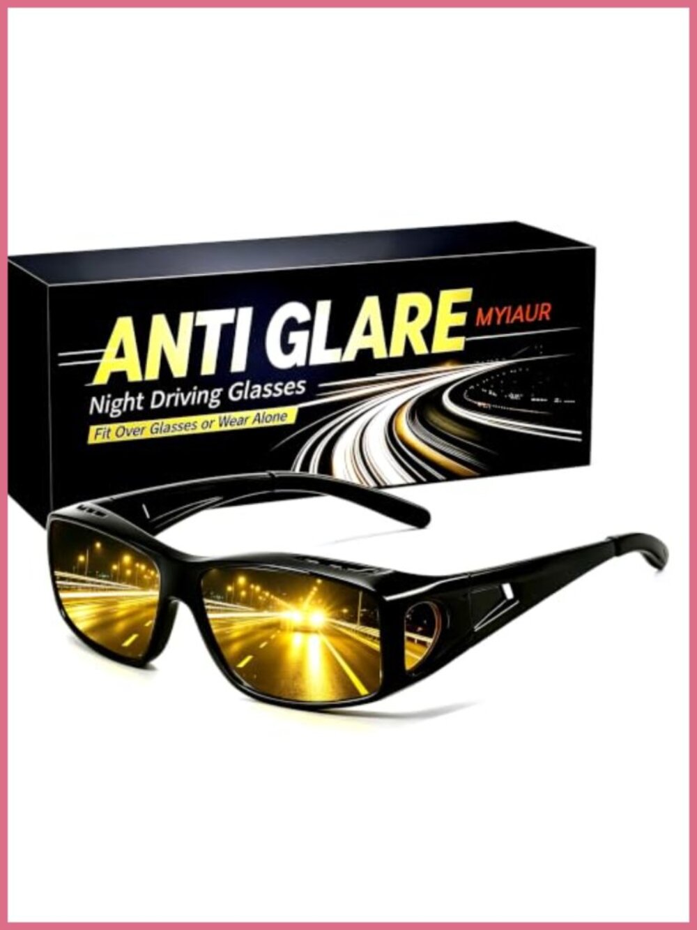 Polarized Fit Over Night Vision Glasses Square Frame Anti Glare Driving